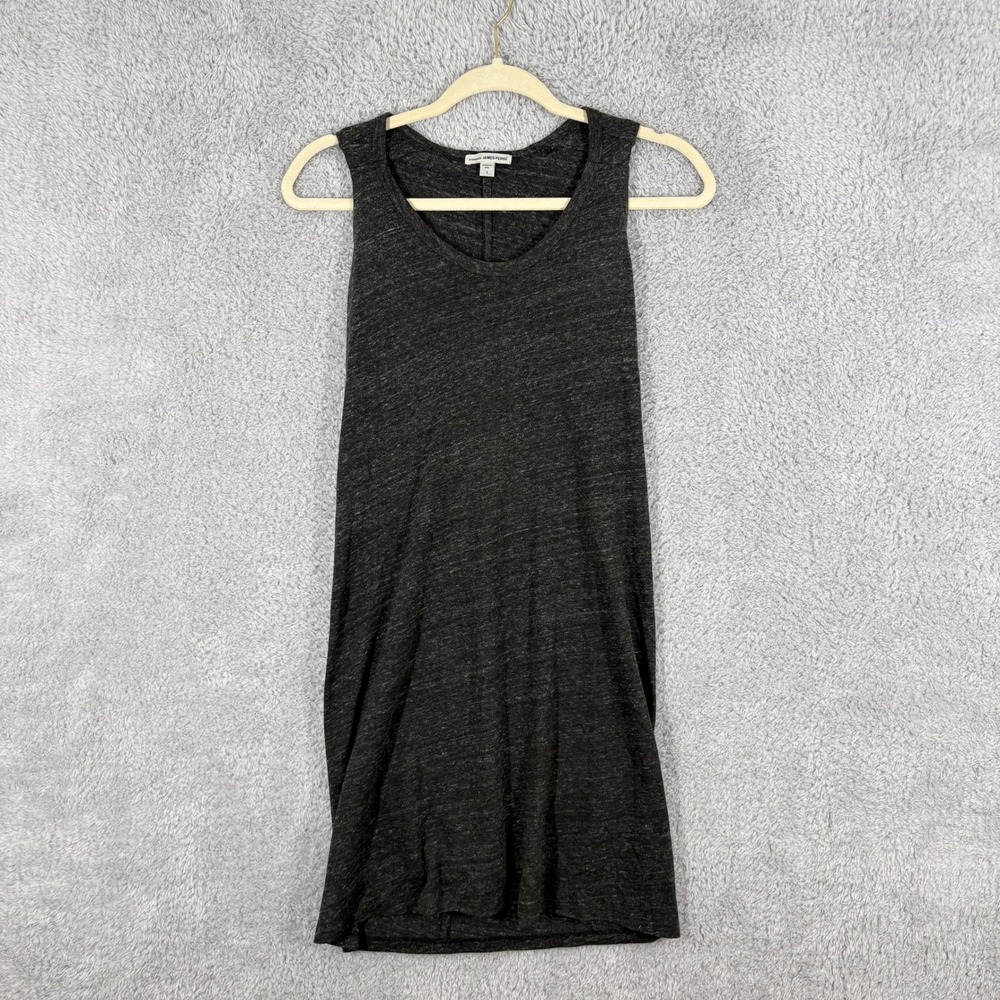 James Perse Tunic Tank Mini T Shirt Dress Size S Heathered Black Gray Scoop Neck